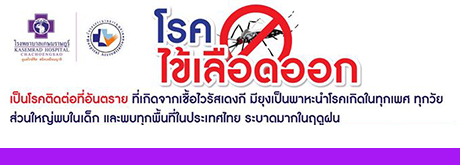 โรคไข้เลือดออก เป็นโรคติดต่อที่เกิดจากเชื้อไวรัสเดงกีโดยมี ยุงลาย เป็นพาหะนำโรคเกิดในทุกเพศ ทุกวัย ส่วนใหญ่พบในเด็ก และพบทุกพื้นที่ในประเทศไทย ระบาดมากในช่วงฤดูฝน